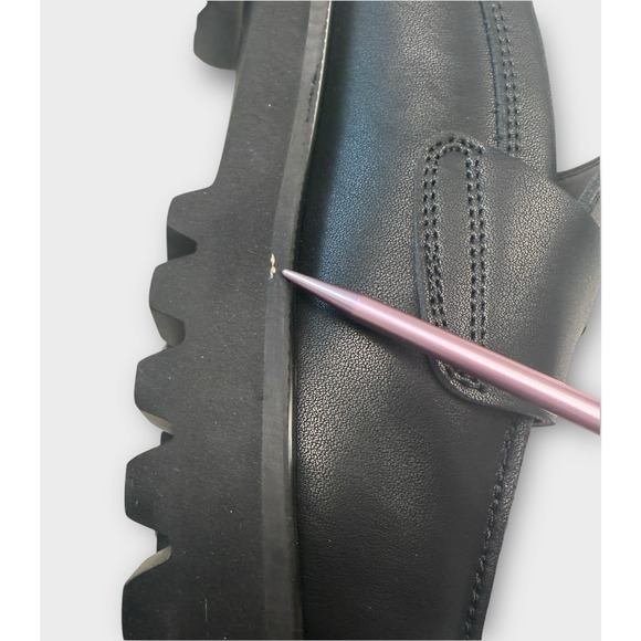 NEW Penny Loafer Mule Womens 10 Black Leather Lug Sole Slide On Waterproof. - Picture 8 of 12